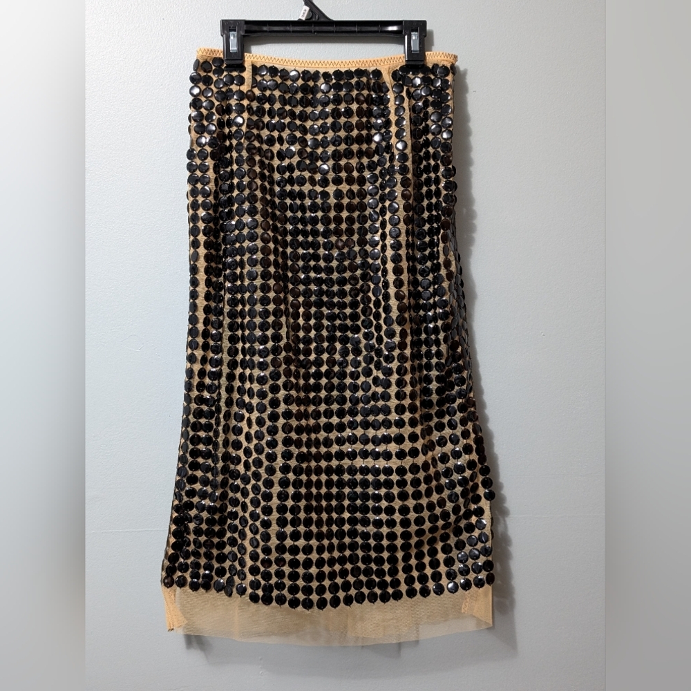 H&M Studio Black Sequin Mesh Skirt  Size 4